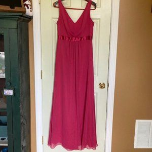 David's Bridal Size 10 Deep Pink Ruffle Back Bridesmaid Dress